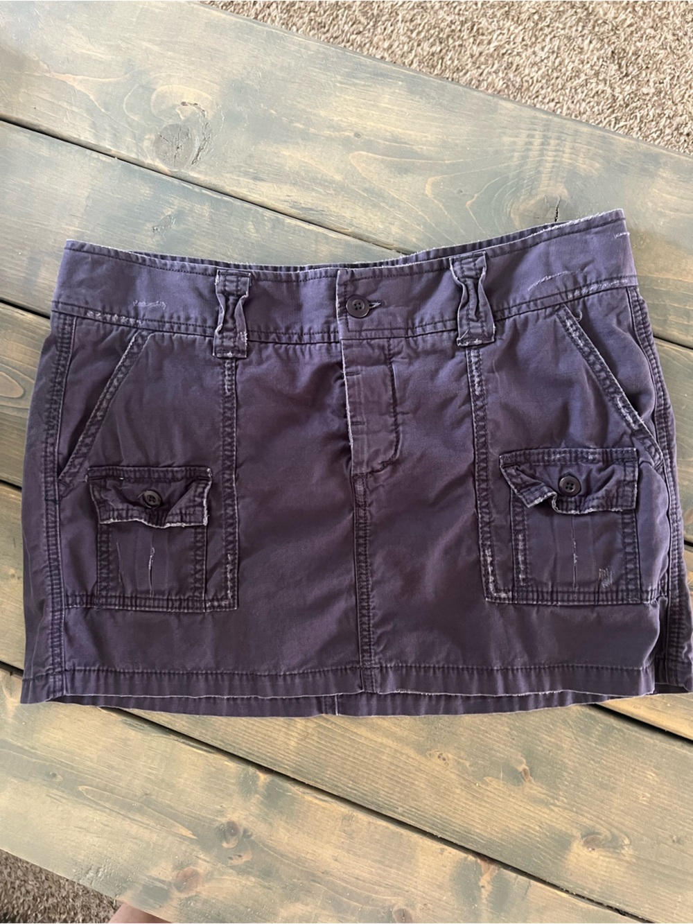 American Eagle Distressed Navy Mini Skirt